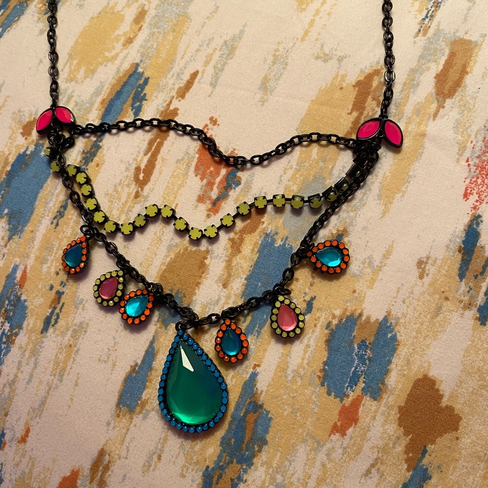 bright neon big stone necklace